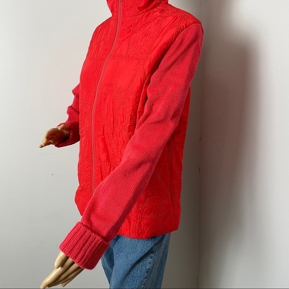 Coldwater Creek Grannycore Sweater Jacket – Quilted Front – Zip Up – Red – Size - Picture 4 of 16